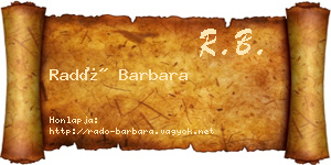 Radó Barbara névjegykártya